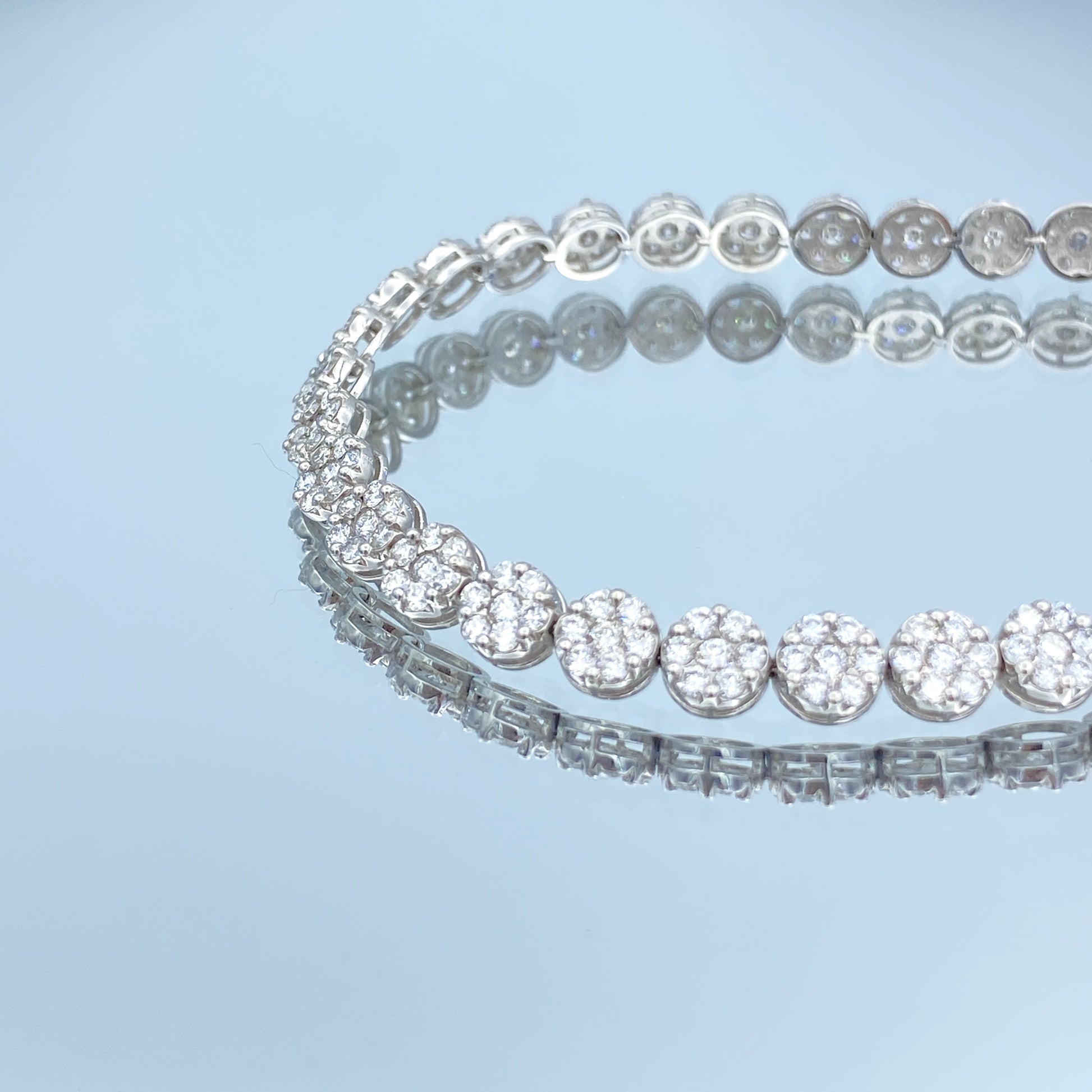 Floral Design Cluster Diamond Bracelet in 14K White Gold - L and L Jewelry