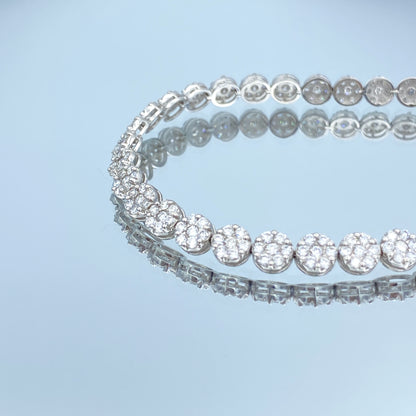 Floral Design Cluster Diamond Bracelet in 14K White Gold - L and L Jewelry