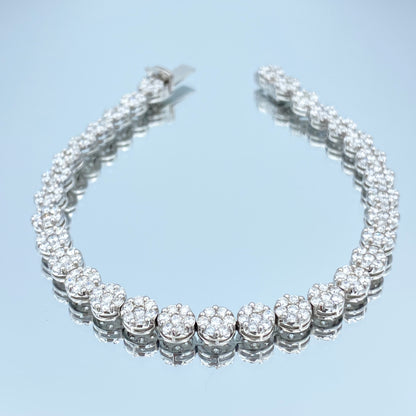 Floral Design Cluster Diamond Bracelet in 14K White Gold - L and L Jewelry