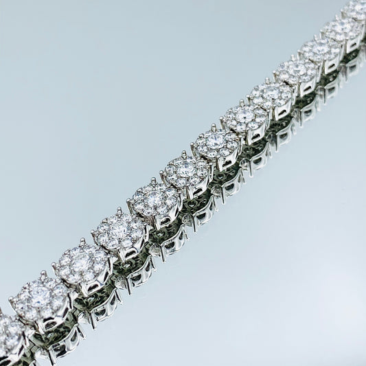 Floral Design Cluster Diamond Bracelet in 14K White Gold - L and L Jewelry