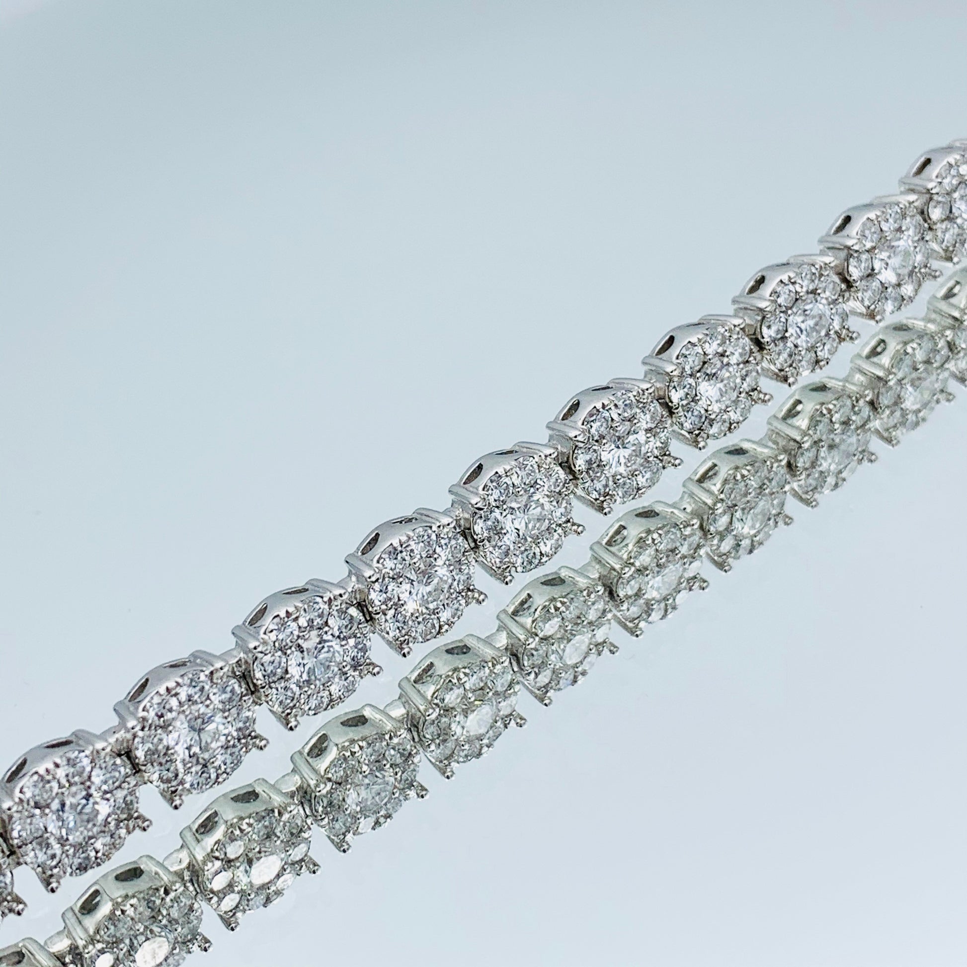 Floral Design Cluster Diamond Bracelet in 14K White Gold - L and L Jewelry