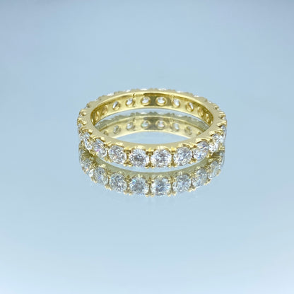 Prong Set Round Brilliant-Cut Diamond Eternity Ring in 14K Yellow Gold - L and L Jewelry