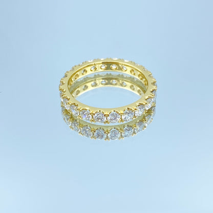 Prong Set Round Brilliant-Cut Diamond Eternity Ring in 14K Yellow Gold - L and L Jewelry