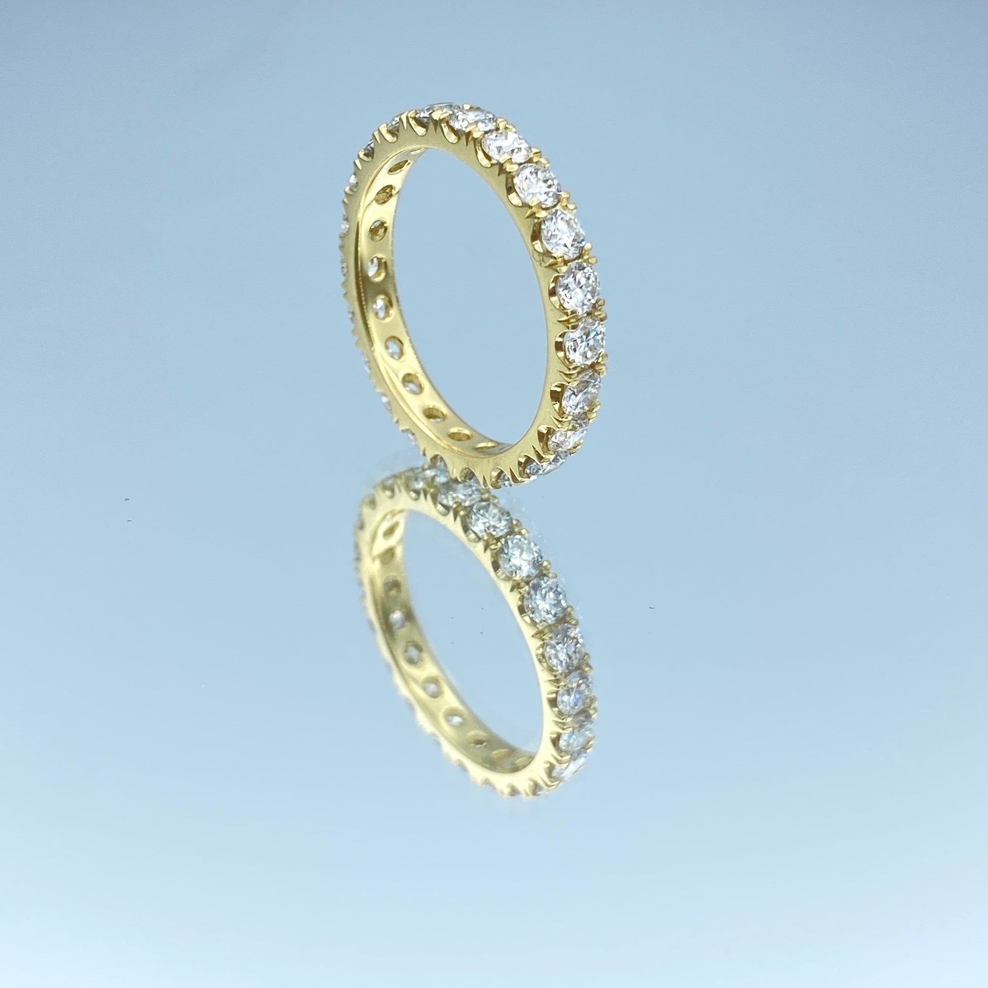 Prong Set Round Brilliant-Cut Diamond Eternity Ring in 14K Yellow Gold - L and L Jewelry