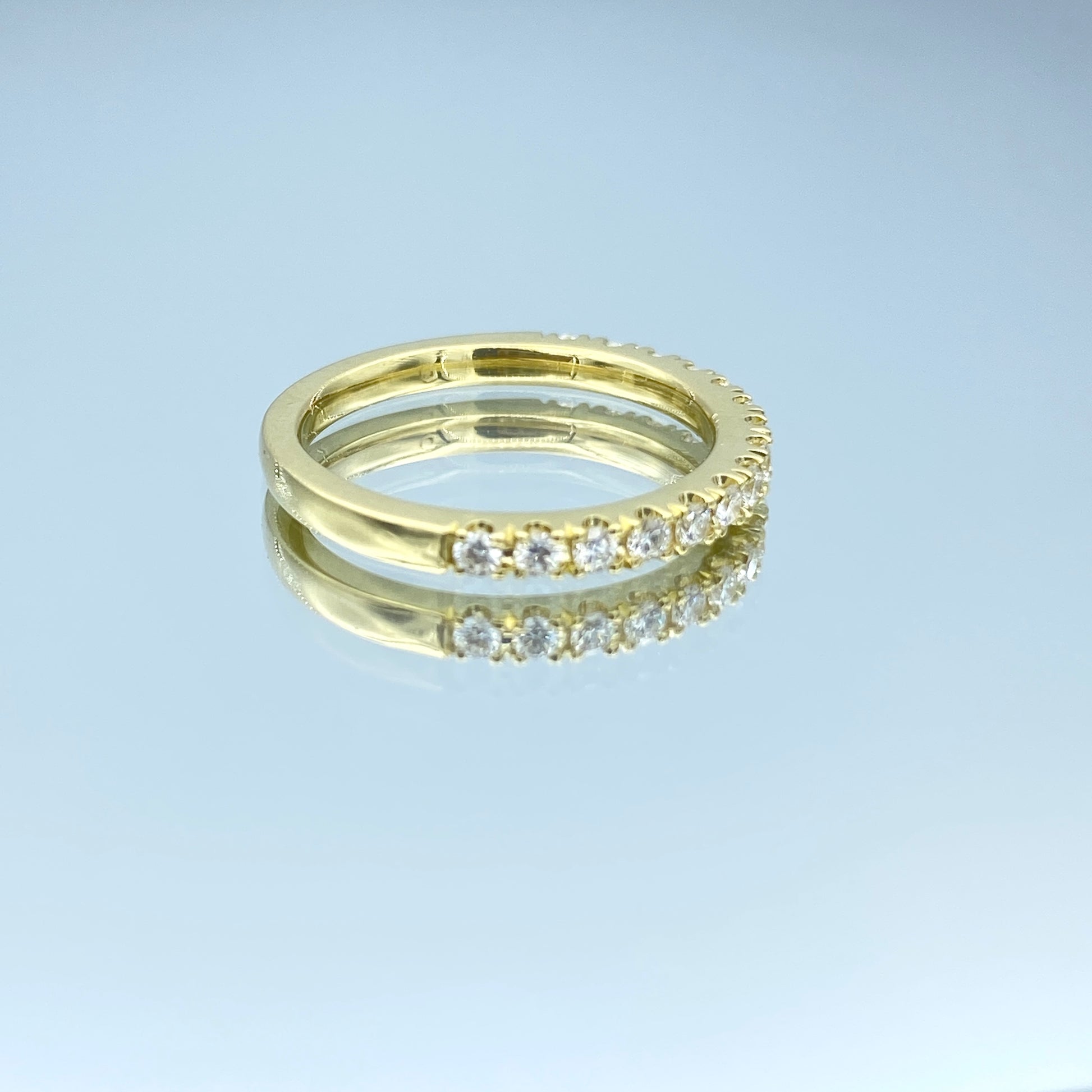 Halfway Round Brilliant-Cut Diamond Eternity Ring in 18K Yellow Gold - L and L Jewelry