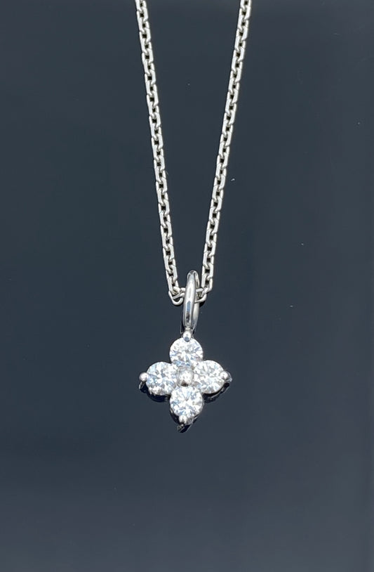 The Four Petal Diamond Pendant in 14K White Gold - L and L Jewelry