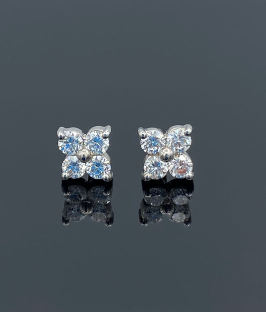 The Four Petal Diamond Earrings in 14K White Gold - L and L Jewelry