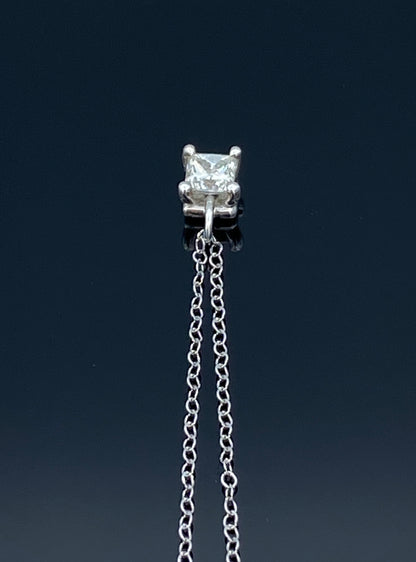 Solitaire Princess-Cut Diamond Pendant in 14K White Gold - L and L Jewelry