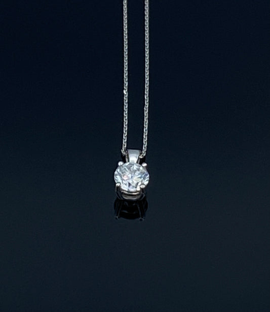 Round-Cut Diamond Pendant in 14K White Gold - L and L Jewelry