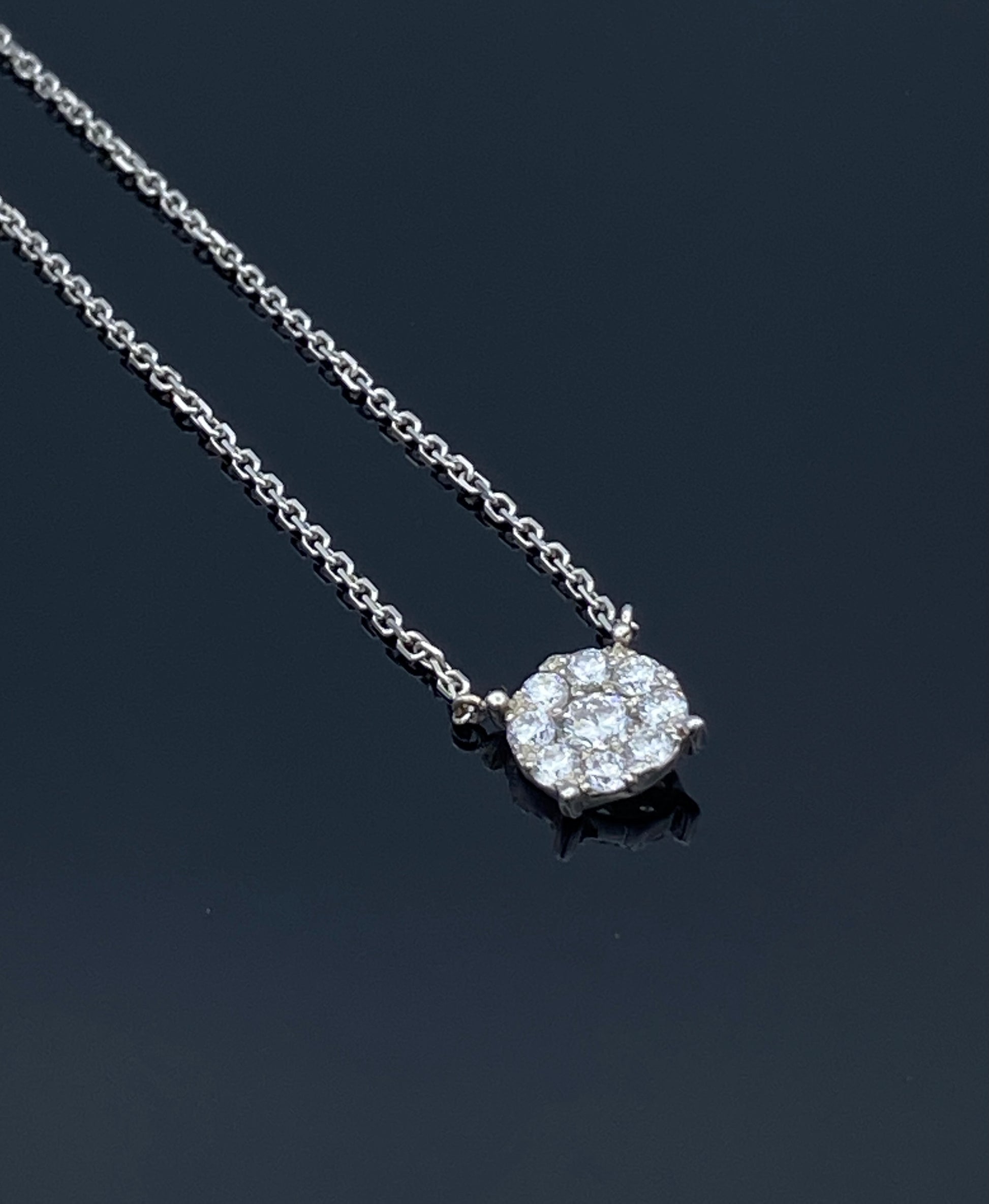 Round-Cut Diamond Cluster Pendant Necklace in 14K White Gold - L and L Jewelry