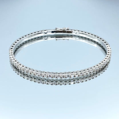 Halfway Diamond Bangle Bracelet in 14K White Gold - L and L Jewelry