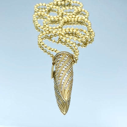 Diamond Bullet Pendant in 14K Yellow Gold - L and L Jewelry