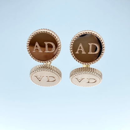 Men's Engravable Cufflinks in 14K Rose Gold - L and L Jewelry