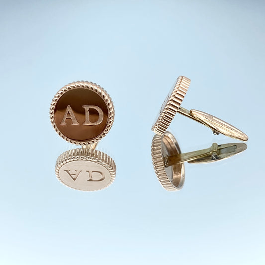 Men's Engravable Cufflinks in 14K Rose Gold - L and L Jewelry