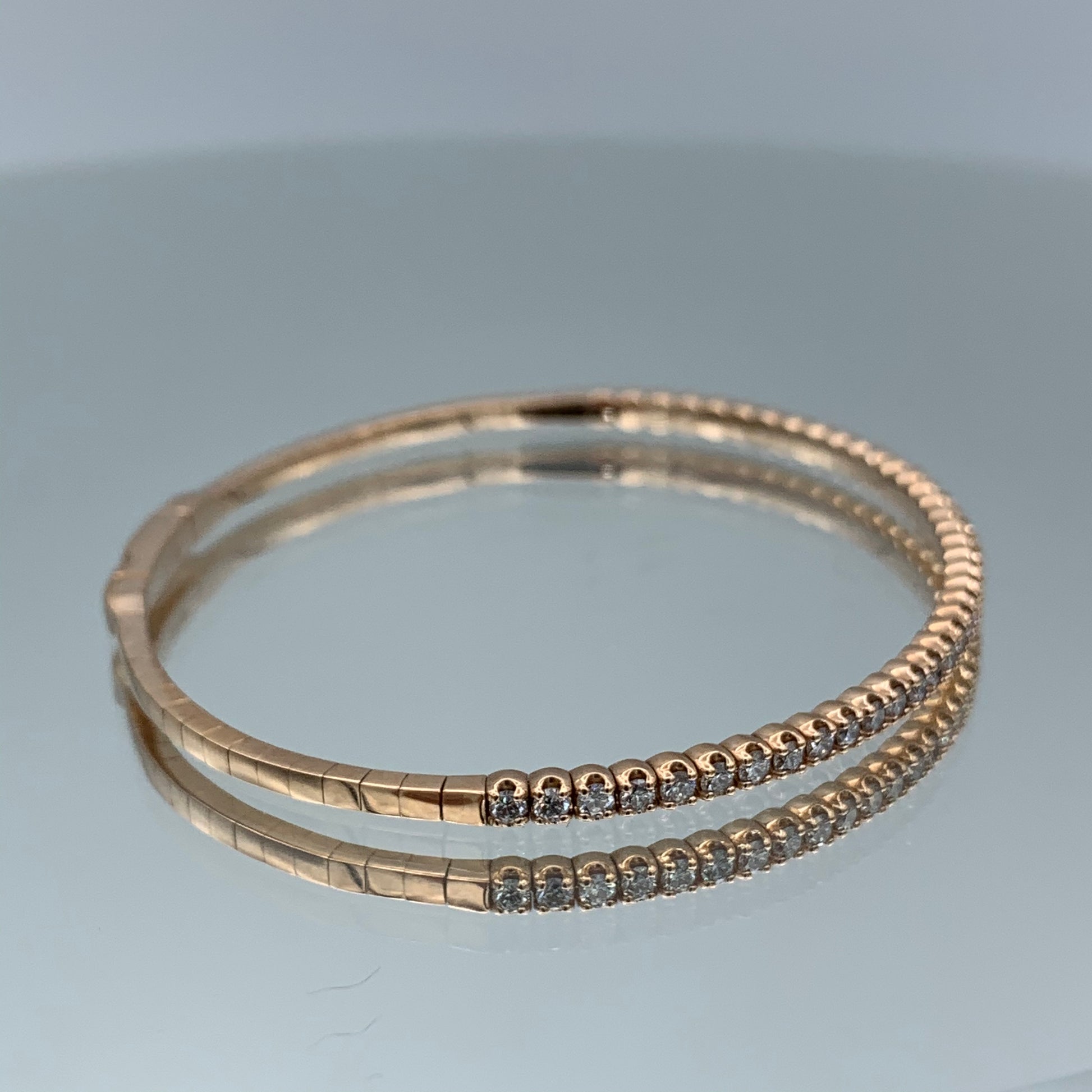 Halfway Round Brilliant-Cut Diamond Bracelet in 14K Rose Gold - L and L Jewelry