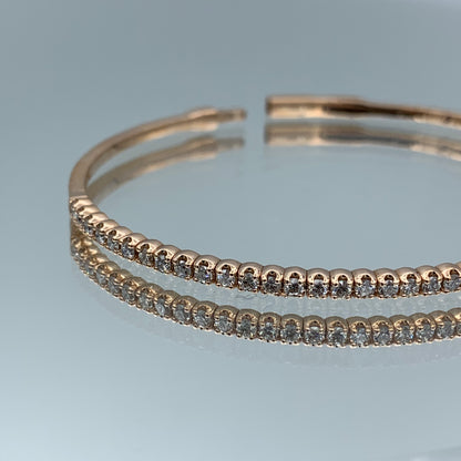 Halfway Round Brilliant-Cut Diamond Bracelet in 14K Rose Gold - L and L Jewelry