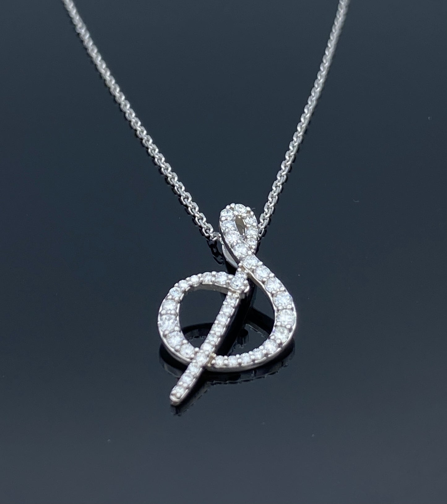 Initial Diamond Pendant Necklace in 14K White Gold - L and L Jewelry