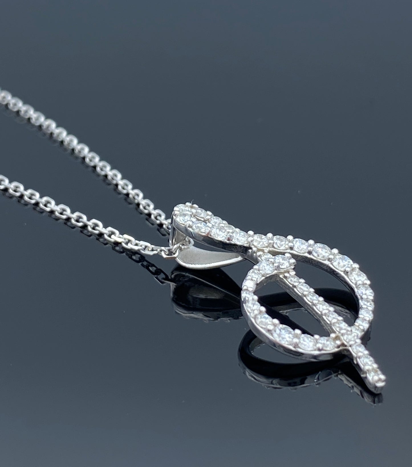 Initial Diamond Pendant Necklace in 14K White Gold - L and L Jewelry