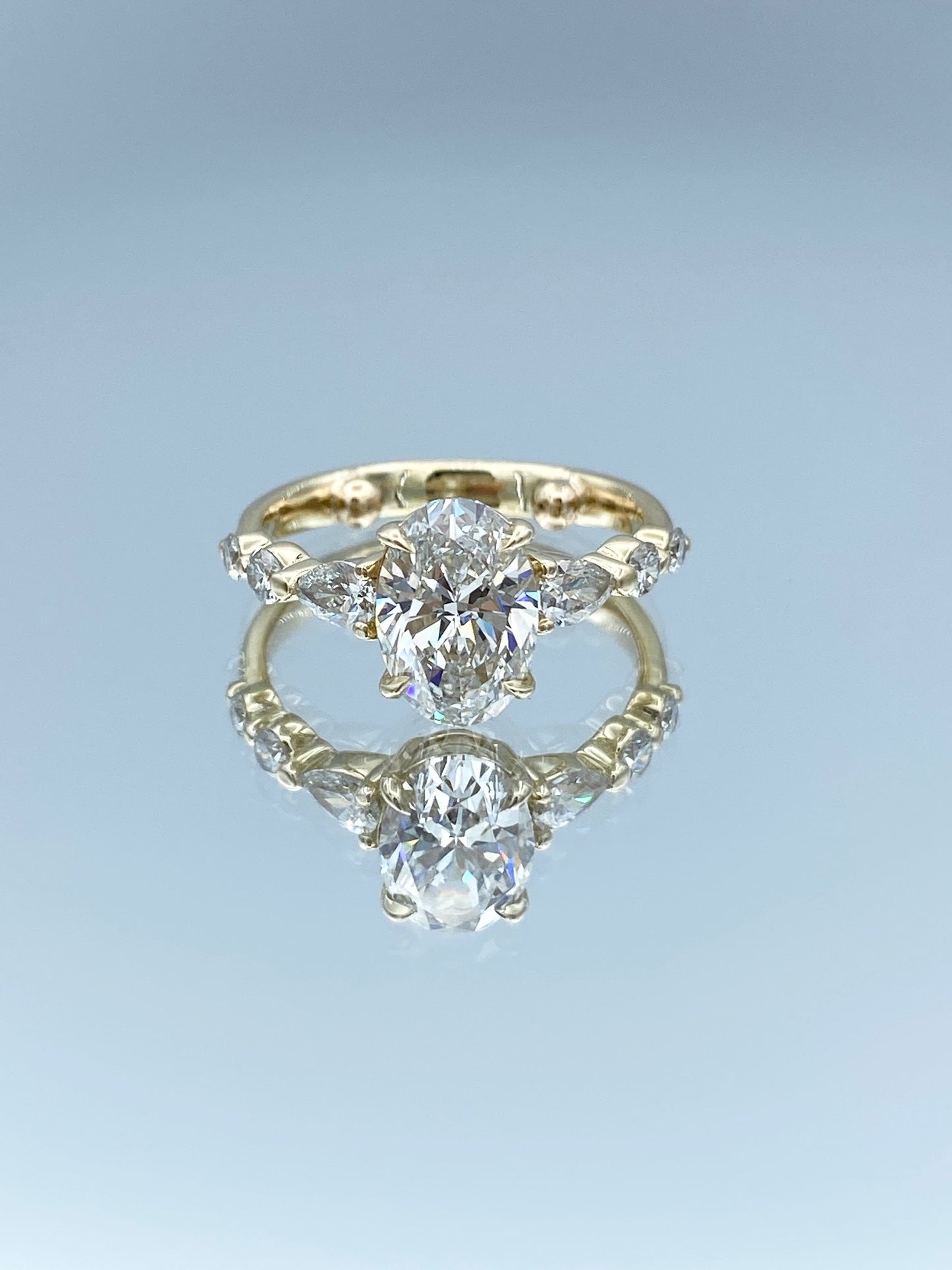 Oval-Cut Diamond Engagement Ring in 14K Yellow Gold - L and L Jewelry