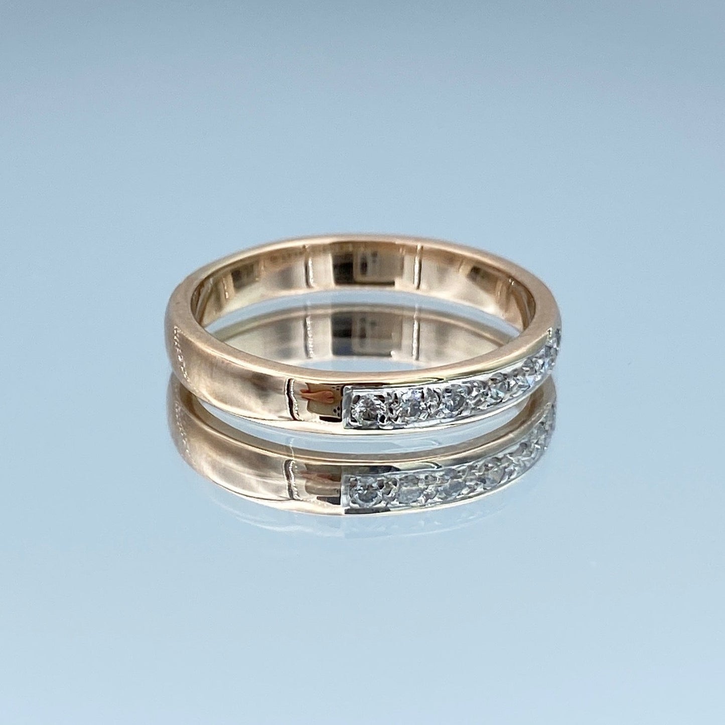 Round Brilliant-Cut Diamonds Half Eternity Ring in 14K Rose Gold - L and L Jewelry