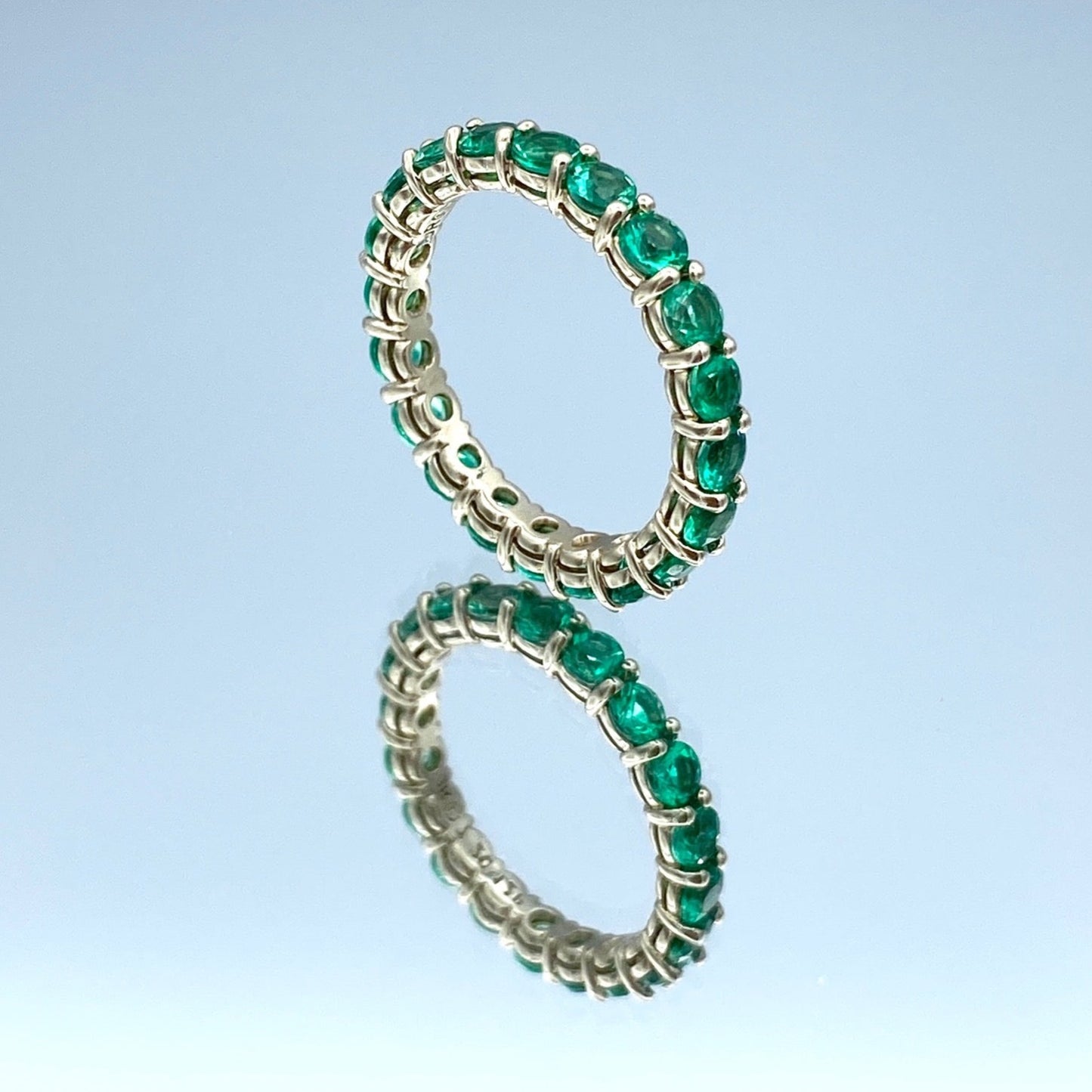 Round-Cut Emerald Eternity Ring in 14K Yellow Gold - L and L Jewelry