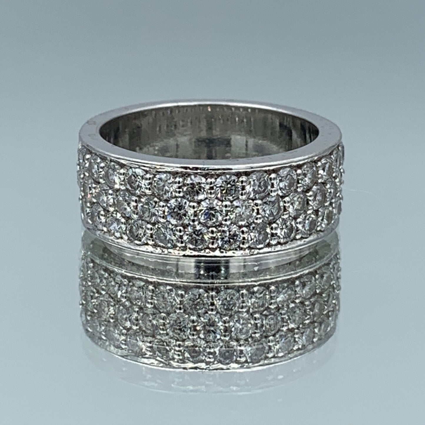 French Pave Set Diamond Ring in 14K White Gold - L and L Jewelry