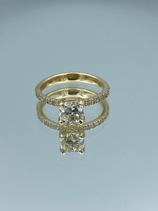 Solitaire Cushion-Cut Diamond Engagement Ring in 14K Yellow Gold - L and L Jewelry