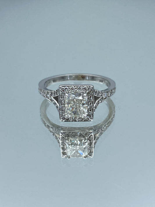 Split Shank Radiant-Cut Diamond Engagement Ring in 14K White Gold - L and L Jewelry