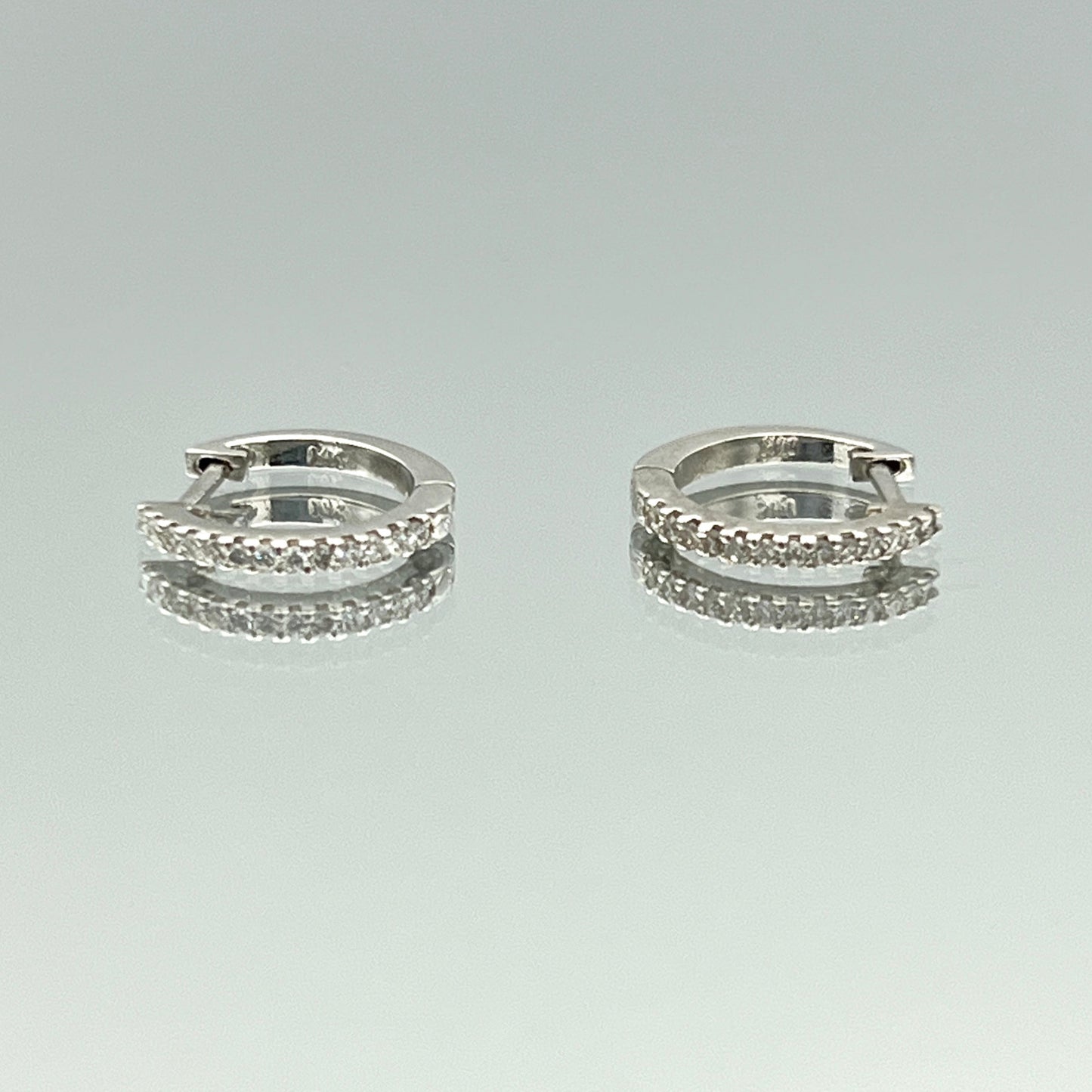 Pave Diamond Huggie Earrings in 14K White Gold - L and L Jewelry