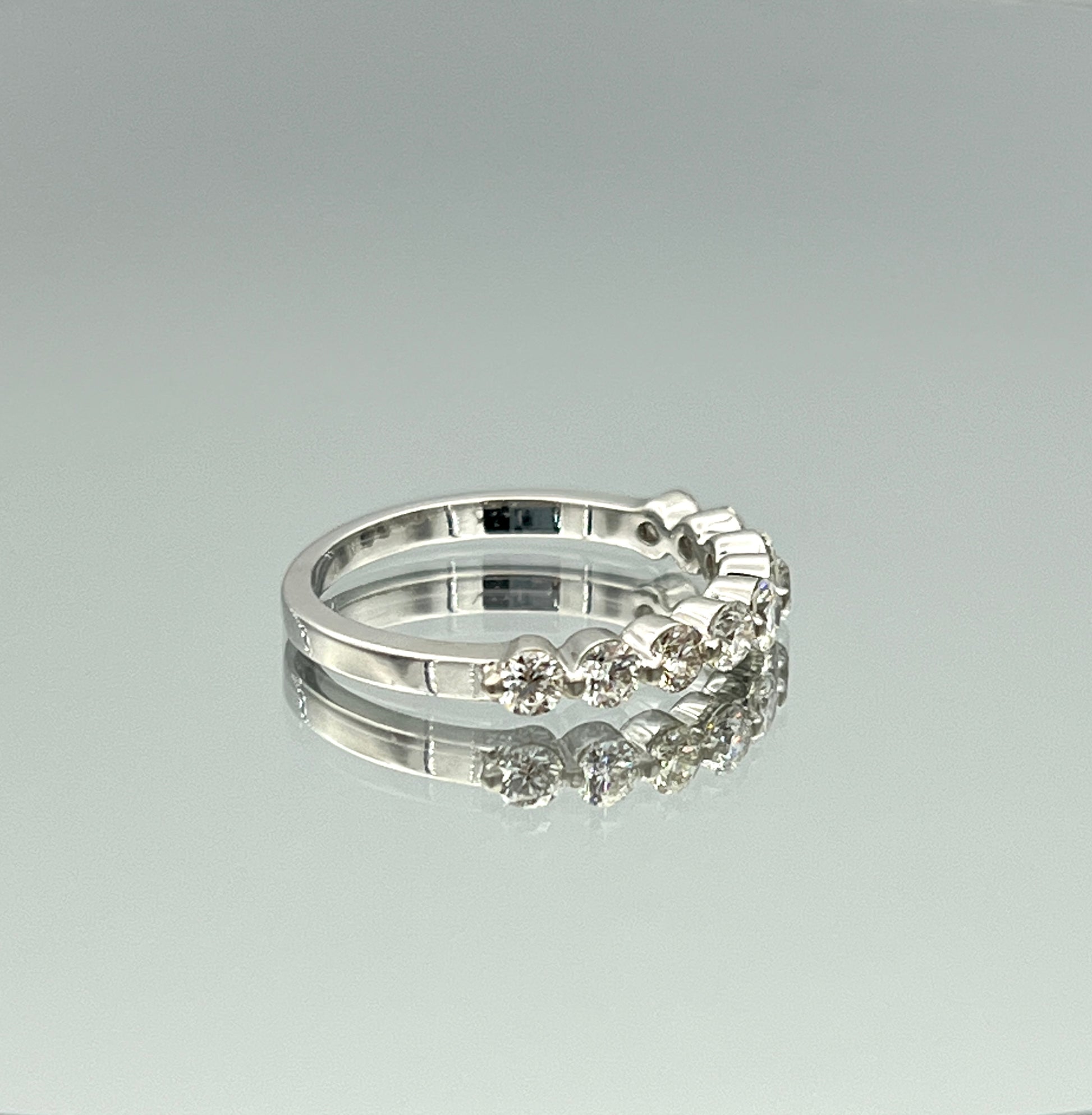 Floating Nine-Stone Round Brilliant-Cut Diamond Ring in 14K White Gold - L and L Jewelry