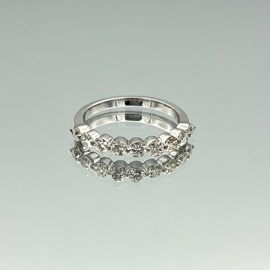 Floating Nine-Stone Round Brilliant-Cut Diamond Ring in 14K White Gold - L and L Jewelry