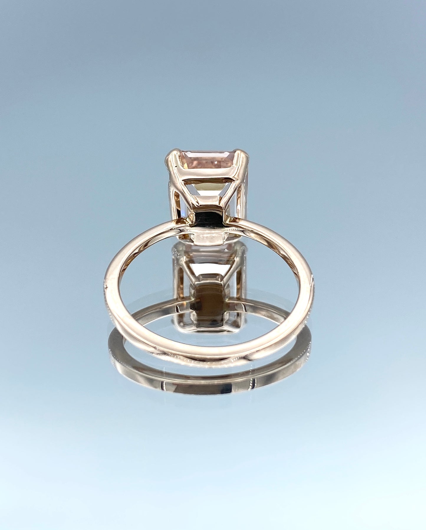 Solitaire Emerald-Cut Morganite in 14K Rose Gold - L and L Jewelry