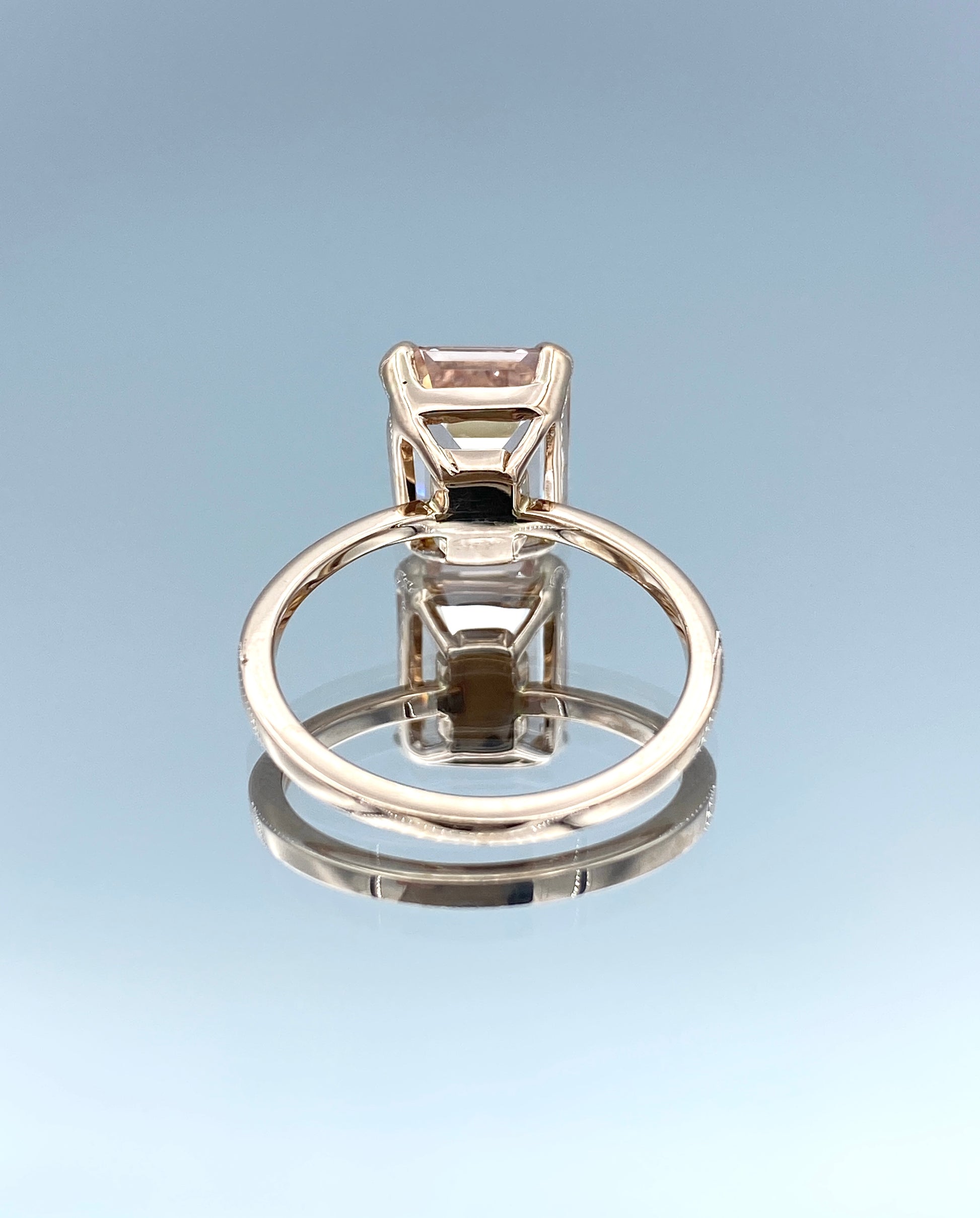 Solitaire Emerald-Cut Morganite in 14K Rose Gold - L and L Jewelry