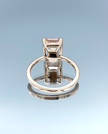 Solitaire Emerald-Cut Morganite in 14K Rose Gold - L and L Jewelry