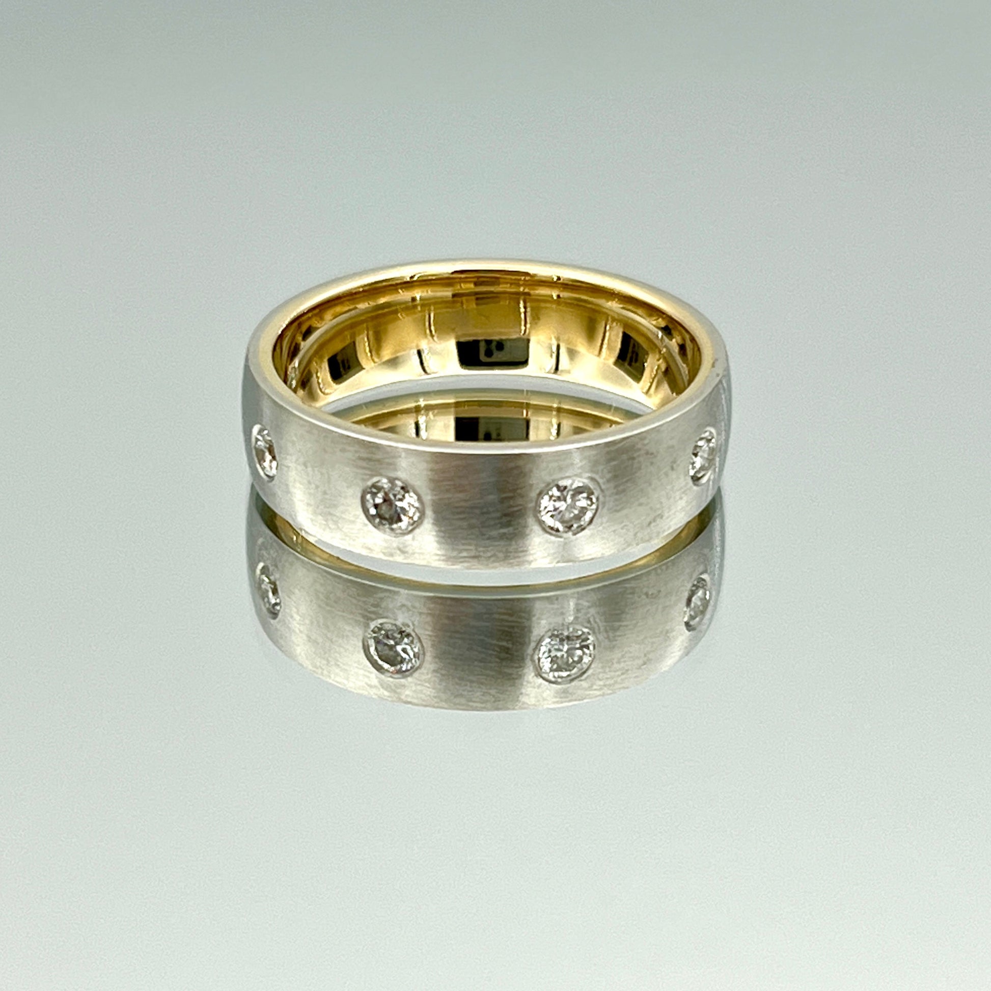 Diamond Two Tone Men's Ring in 14K White and Yellow Gold - L and L Jewelry