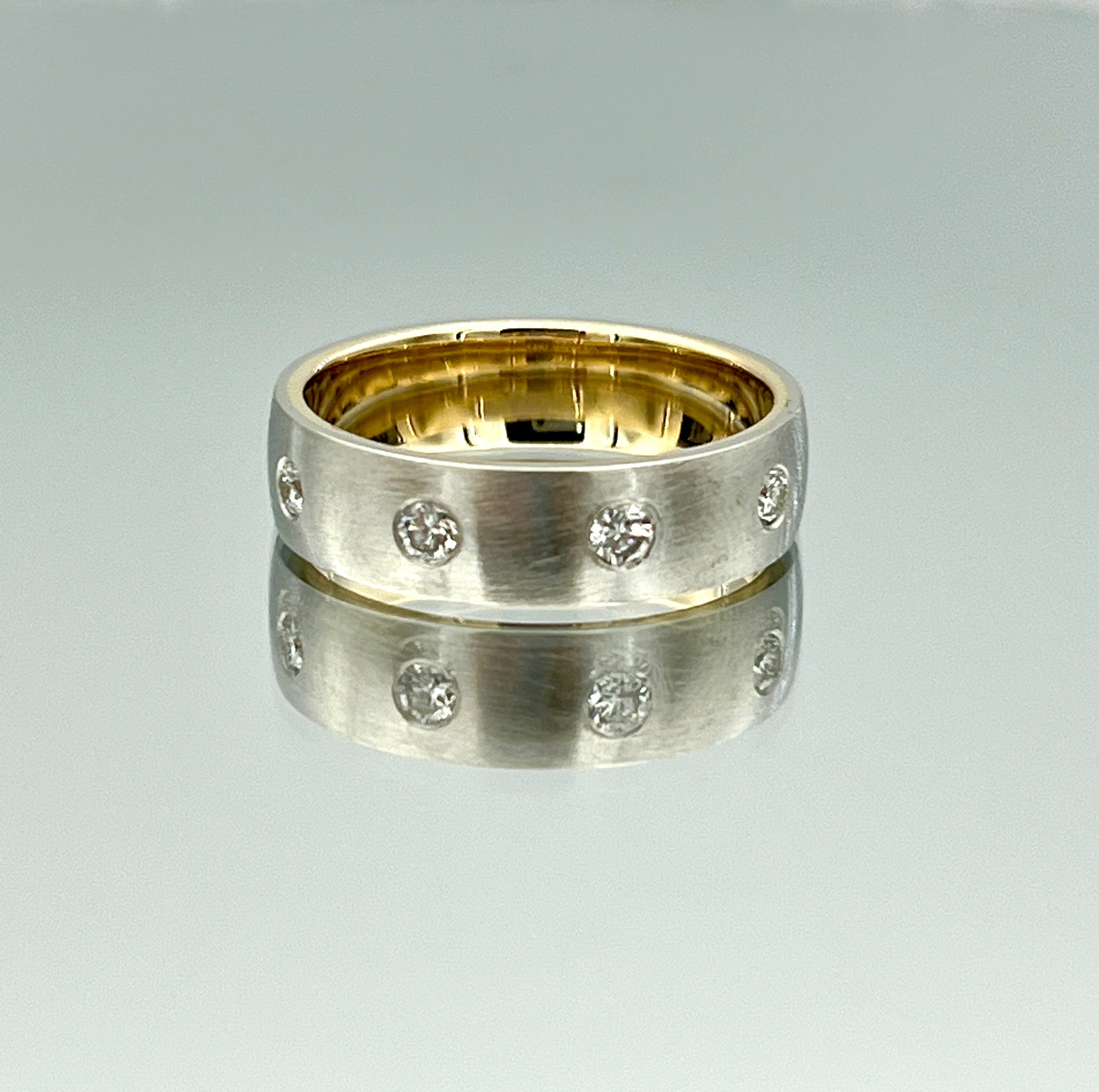 Diamond Two Tone Men's Ring in 14K White and Yellow Gold - L and L Jewelry