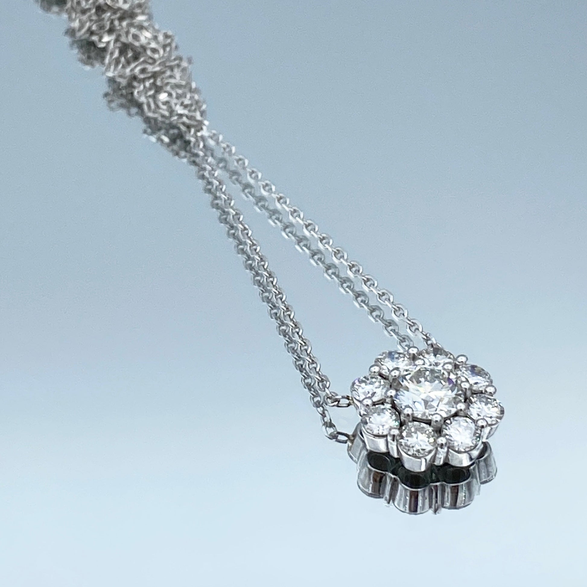 Floral Design Diamond Pendant in 14K White Gold - L and L Jewelry