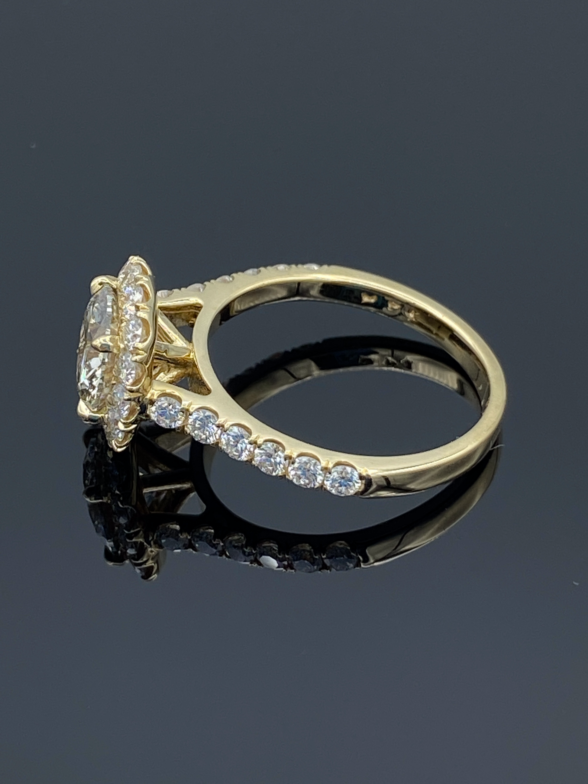 Halo Round-Cut Diamond Engagement Ring in 14K Yellow Gold - L and L Jewelry