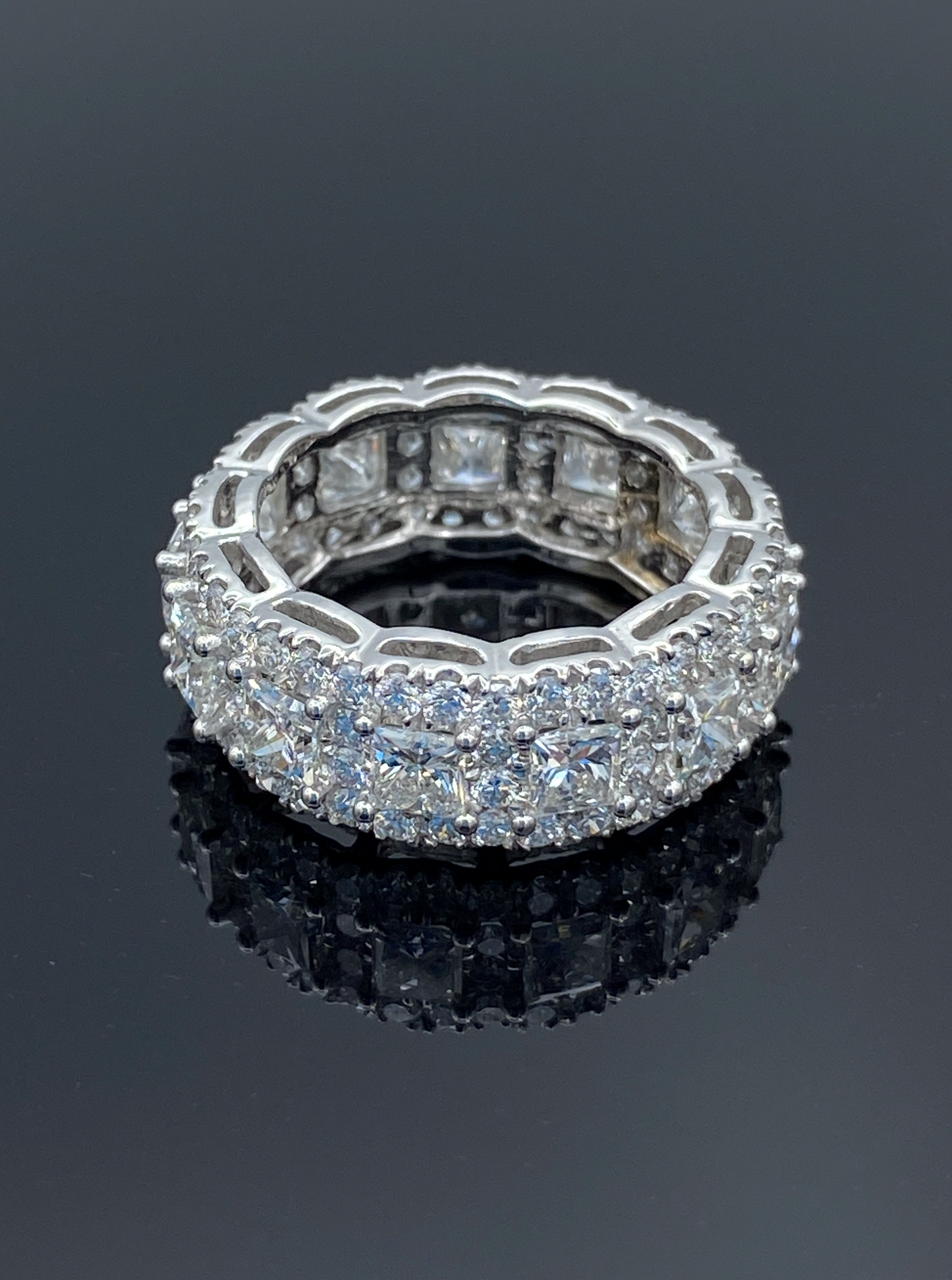 Princess-Cut and Round-Cut Diamond Eternity Ring in 14K White Gold - L and L Jewelry