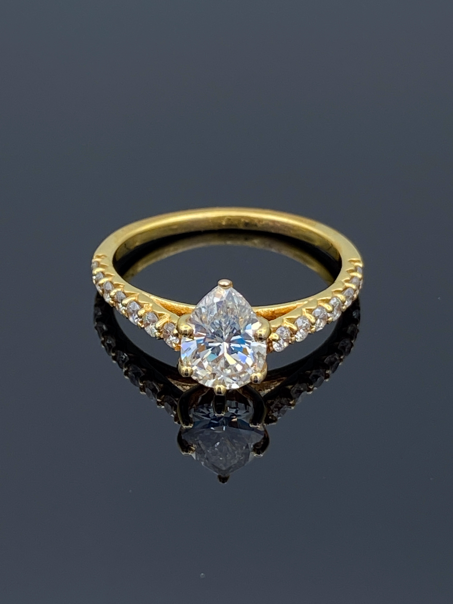 Pear-Shaped Diamond Engagement Ring in14K Yellow Gold - L and L Jewelry