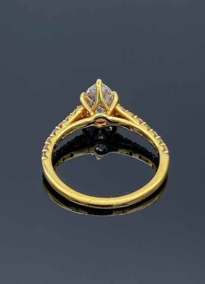 Pear-Shaped Diamond Engagement Ring in14K Yellow Gold - L and L Jewelry