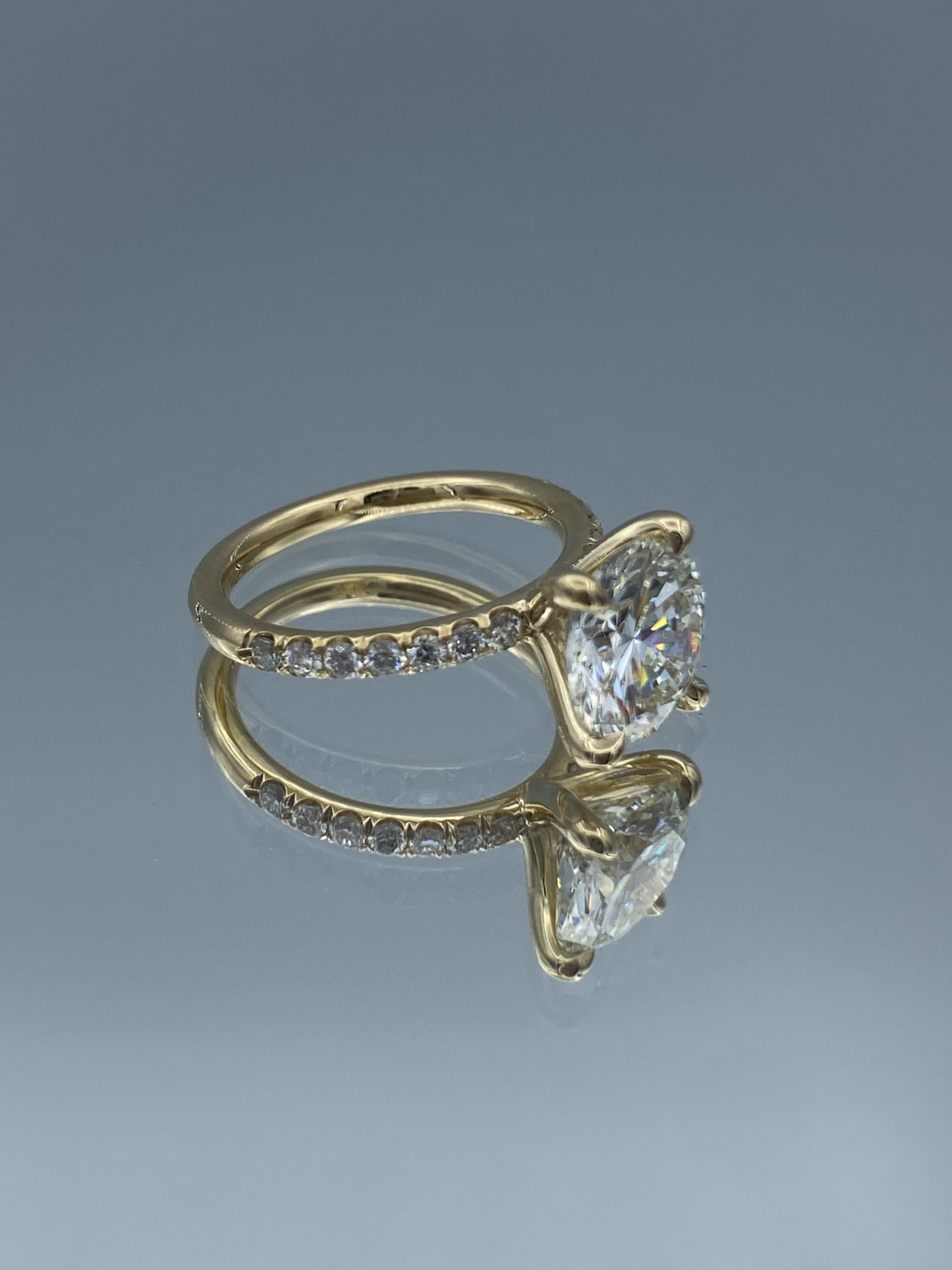 Round-Cut Diamond Engagement Ring in 14K Yellow Gold - L and L Jewelry