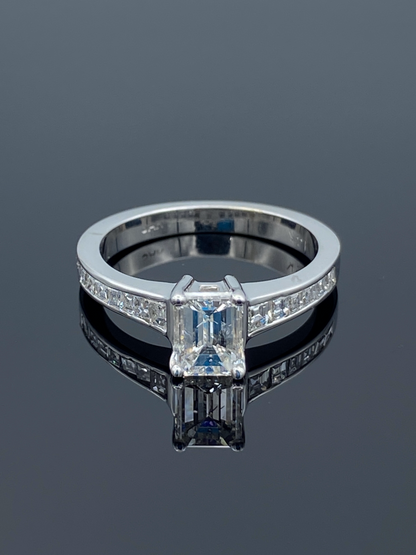 Emerald-Cut Diamond Engagement Ring in 14K White Gold - L and L Jewelry