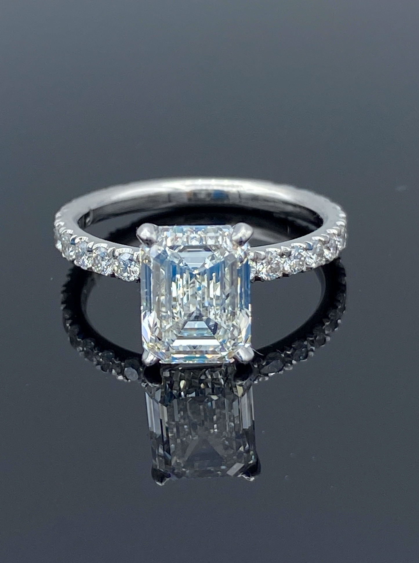 Solitaire Emerald-Cut Diamond Engagement Ring in Platinum - L and L Jewelry