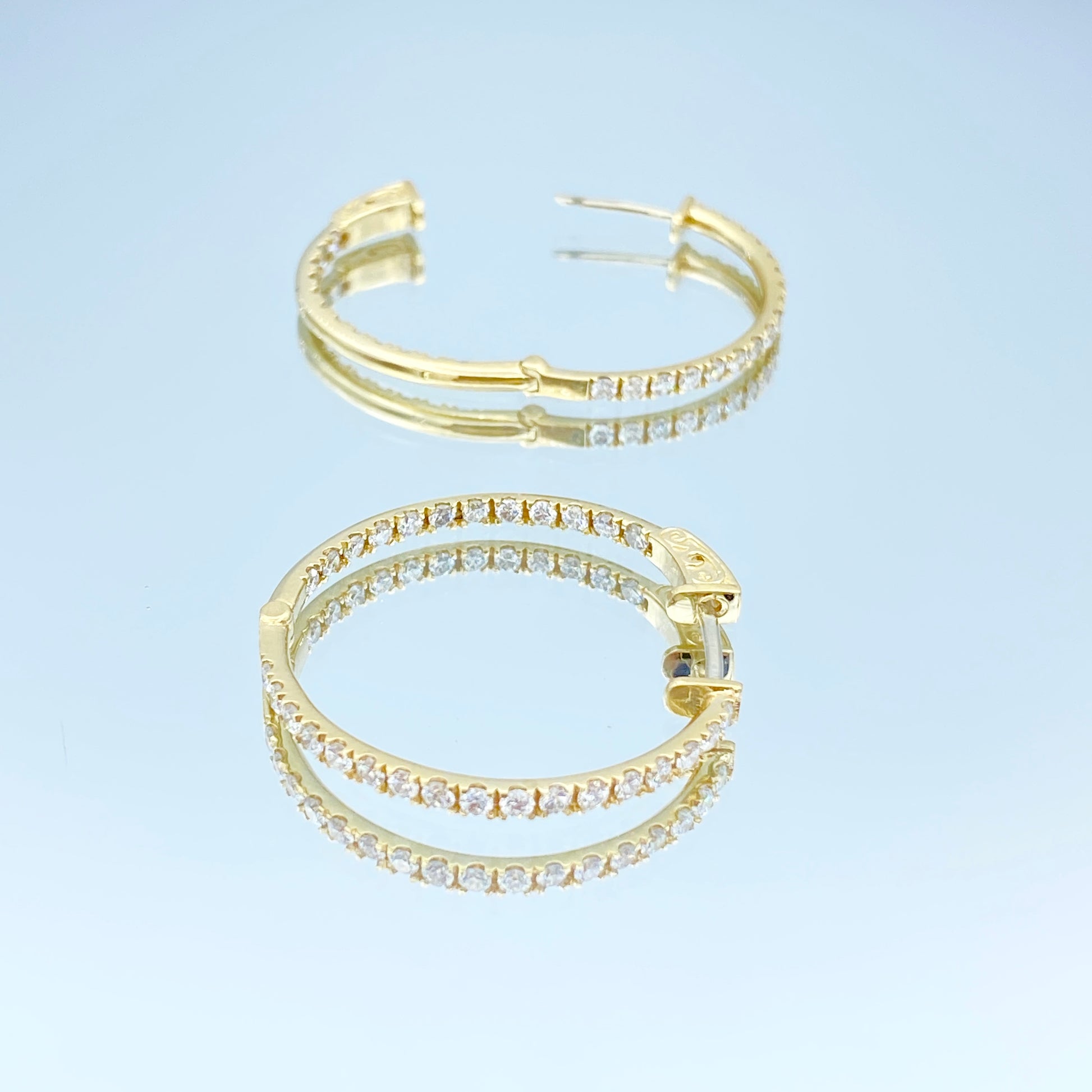 Inside-Out Diamond Hoop Earrings in 14K Yellow Gold - L and L Jewelry