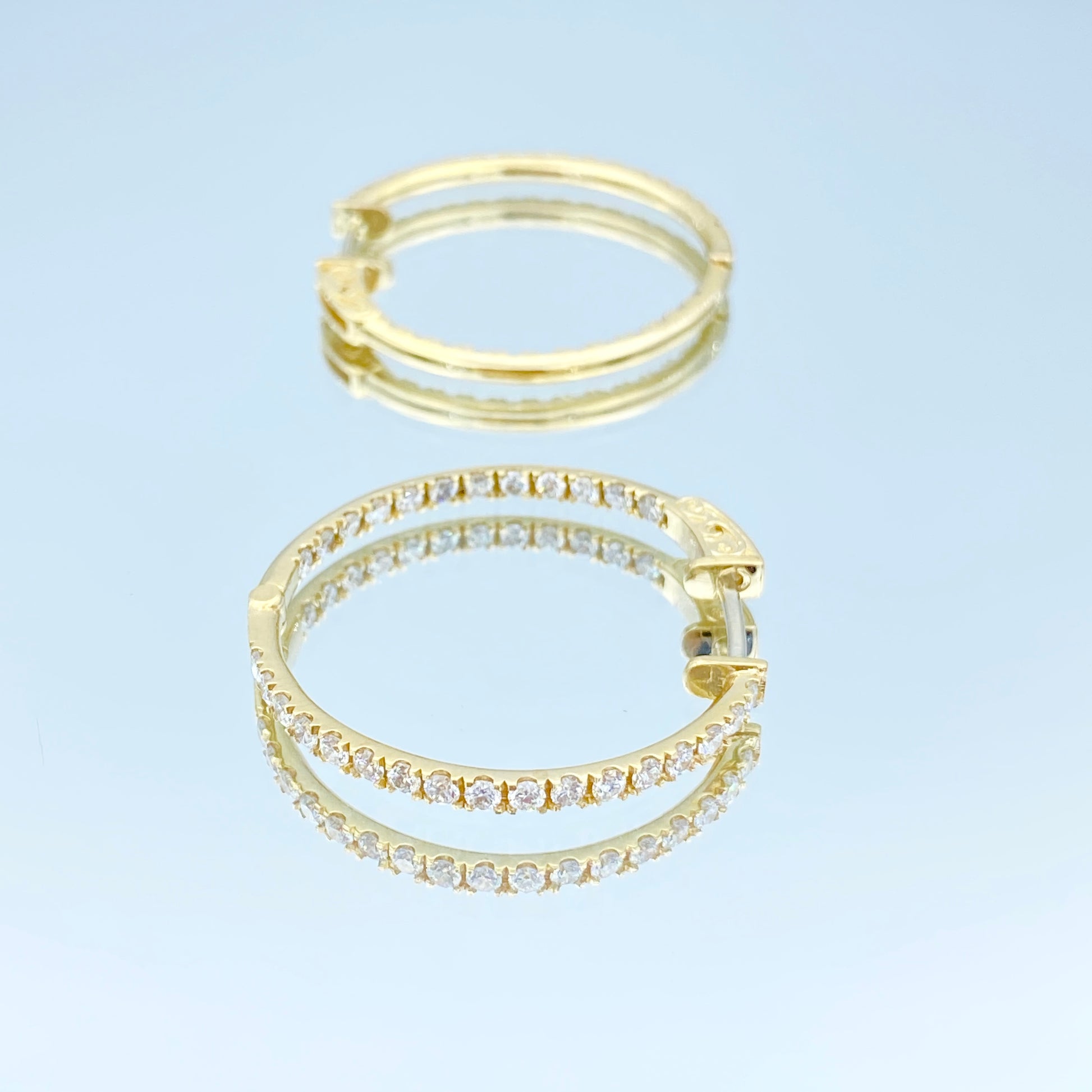 Inside-Out Diamond Hoop Earrings in 14K Yellow Gold - L and L Jewelry