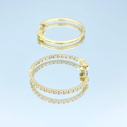 Inside-Out Diamond Hoop Earrings in 14K Yellow Gold - L and L Jewelry