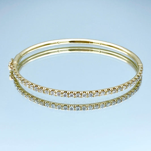 Halfway Diamond Bangle Bracelet in 14K Yellow Gold - L and L Jewelry