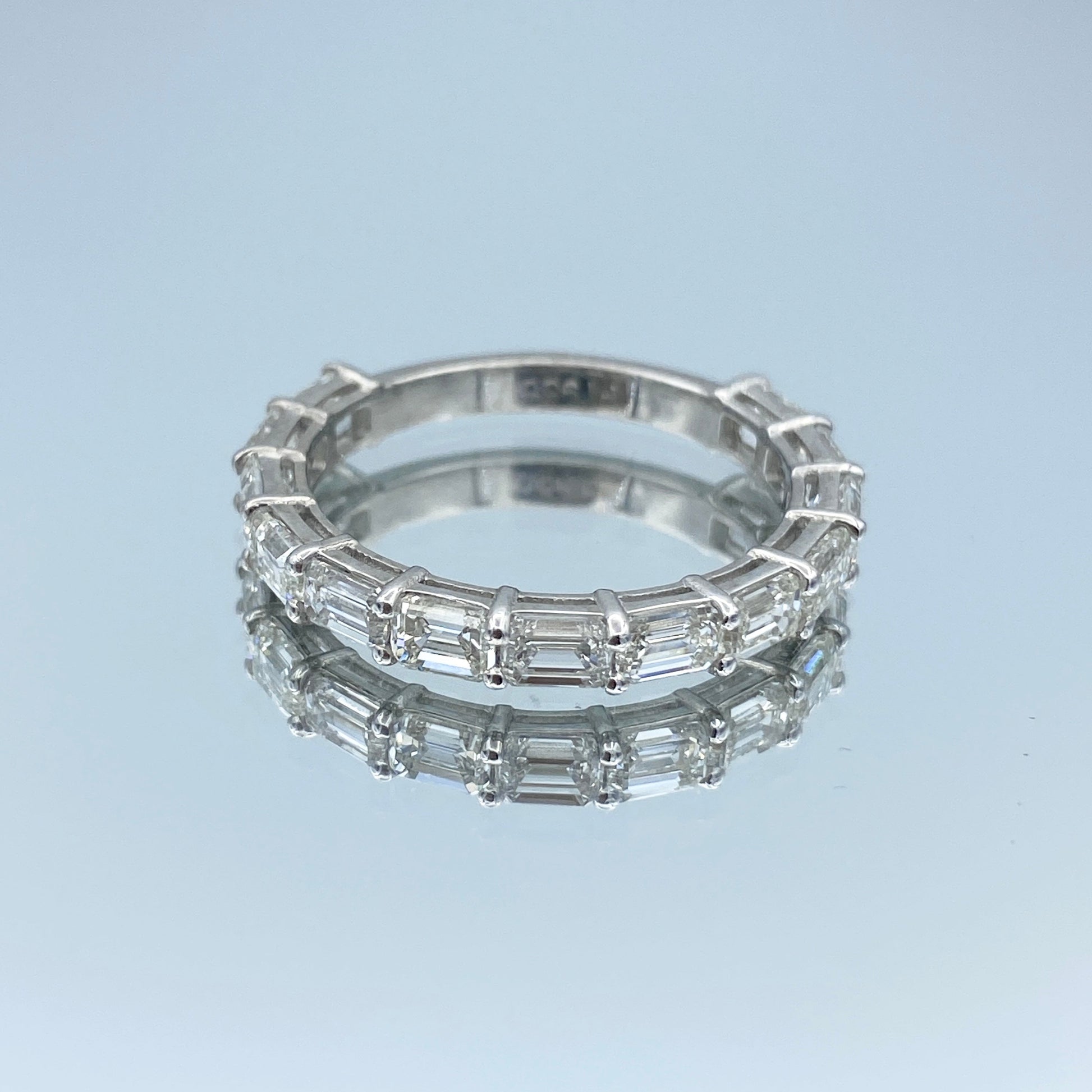 Emerald-Cut Diamond Halfway Eternity Ring in 14K White Gold - L and L Jewelry