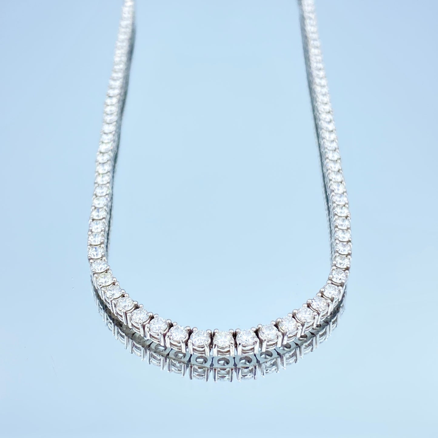 Halfway Diamond Tennis Necklace in 14K White Gold - L and L Jewelry